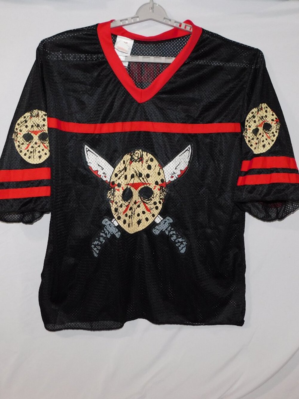 Friday the 13th Jason Voorhees Mesh Hockey Jersey Short Sleeve Mask Halloween XL
